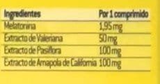 Tabla Nutricional de Sueño de la marca Aquilea