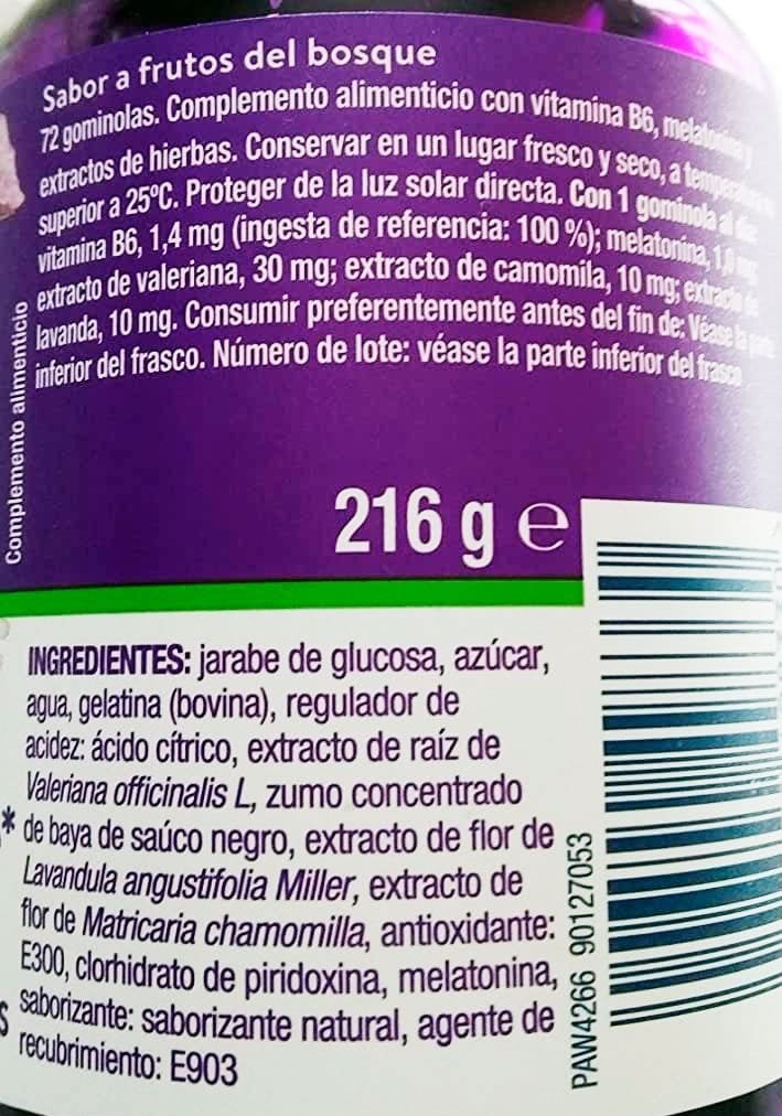 Tabla Nutricional de Natura de la marca ZzzQuil