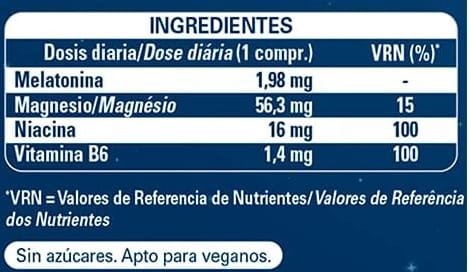 Tabla Nutricional de Melatonina RETARD de la marca Epaplus Tabla Nutricional de Melatonina RETARD de la marca Epaplus