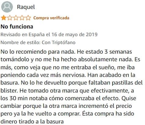 Ver peor valoración de Melatonina RETARD de la marca Epaplus en Amazon Ver peor valoración de Melatonina RETARD de la marca Epaplus en Amazon