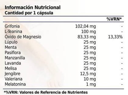 Tabla Nutricional de Adormir de la marca Healthy Fusion Tabla Nutricional de Adormir de la marca Healthy Fusion