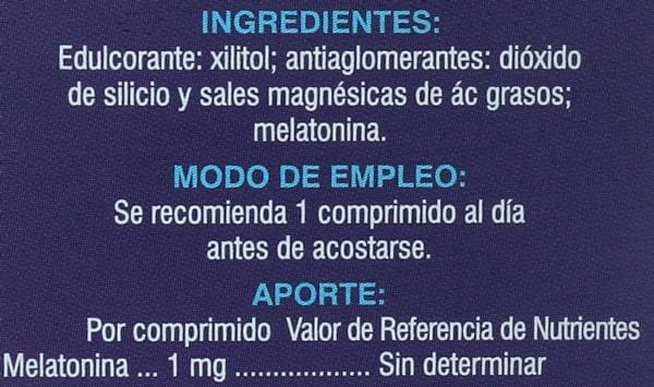 Tabla Nutricional de Melatonina de la marca SoriaNatural Tabla Nutricional de Melatonina de la marca SoriaNatural