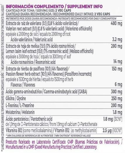 Tabla Nutricional de Sleep Care de la marca HSN Tabla Nutricional de Sleep Care de la marca HSN