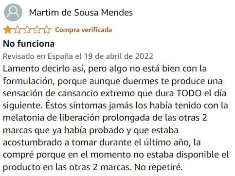 Ver peor valoración de Melatonina RETARD de la marca Relafit en Amazon Ver peor valoración de Melatonina RETARD de la marca Relafit en Amazon