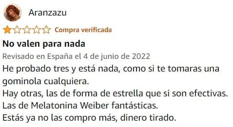 Ver peor valoración de Vitamolas Melatonina de la marca Drasanvi en Amazon Ver peor valoración de Vitamolas Melatonina de la marca Drasanvi en Amazon