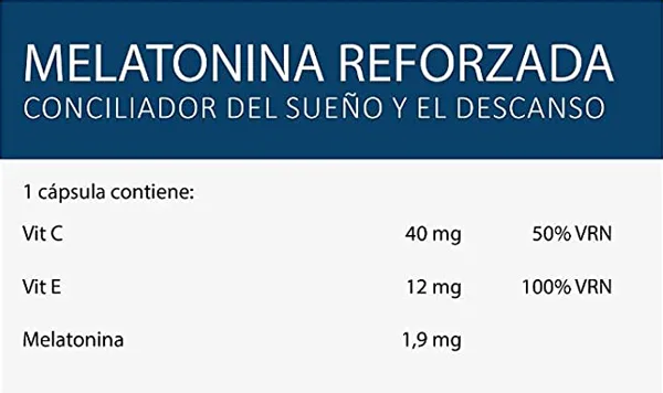 Tabla Nutricional de Melatonina Reforzada de la marca vecos
