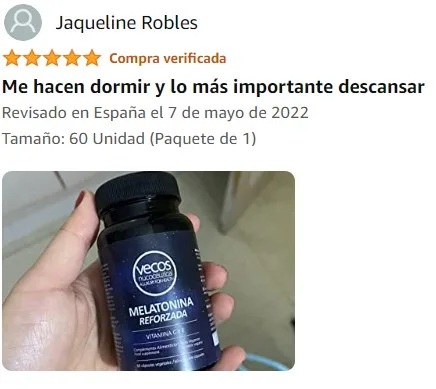 Ver mejor y más útil valoración de Melatonina Reforzada de la marca vecos en Amazon
