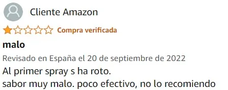 Ver peor valoración de Melatonina Spray de la marca GloryFeel en Amazon