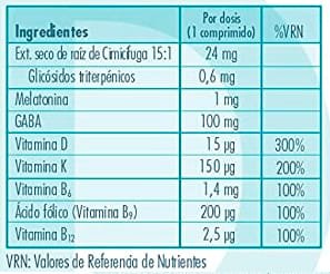 Tabla Nutricional de Menocífuga Noche de la marca DonnaPlus