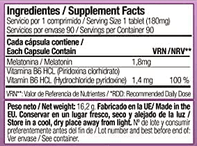 Tabla Nutricional de Melatonin de la marca Sculpt