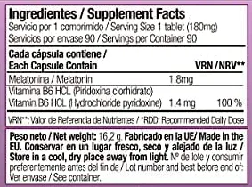 Tabla Nutricional de Melatonin de la marca Sculpt Tabla Nutricional de Melatonin de la marca Sculpt