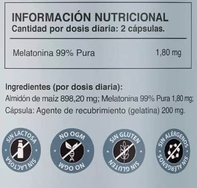 Tabla Nutricional de Melatonina Pura de la marca Daki Labs Tabla Nutricional de Melatonina Pura de la marca Daki Labs
