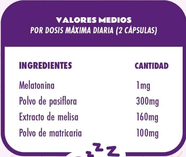 Tabla Nutricional de Sueño 0,5 de la marca POP IT Tabla Nutricional de Sueño 0,5 de la marca POP IT