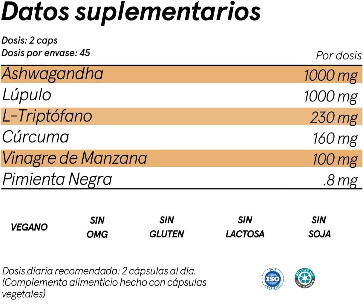 Tabla Nutricional de RELAX de la marca aleio Tabla Nutricional de RELAX de la marca aleio
