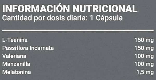 Tabla Nutricional de Melatonina+ de la marca OPTIMAL LIFE Tabla Nutricional de Melatonina+ de la marca OPTIMAL LIFE