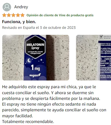 Ver mejor y más útil valoración de Melatonina Spray de la marca Vitamaze en Amazon