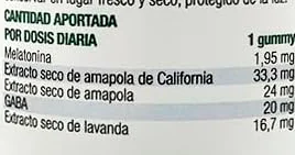 Tabla Nutricional de Sueño Gummies de la marca Santiveri Tabla Nutricional de Sueño Gummies de la marca Santiveri