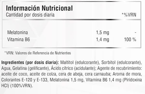 Tabla Nutricional de Duerme Bien de la marca Healthy Fusion Tabla Nutricional de Duerme Bien de la marca Healthy Fusion