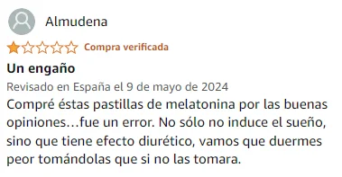 Ver peor valoración de Melatonina de la marca Nutrithent en Amazon Ver peor valoración de Melatonina de la marca Nutrithent en Amazon