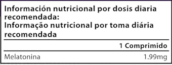 Tabla Nutricional de Melatonina de la marca Nutrithent Tabla Nutricional de Melatonina de la marca Nutrithent
