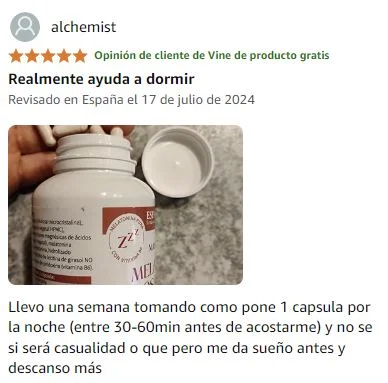 Ver mejor y más útil valoración de Melatonina Liposomal 1,9 de la marca ESPADIET en Amazon Ver mejor y más útil valoración de Melatonina Liposomal 1,9 de la marca ESPADIET en Amazon